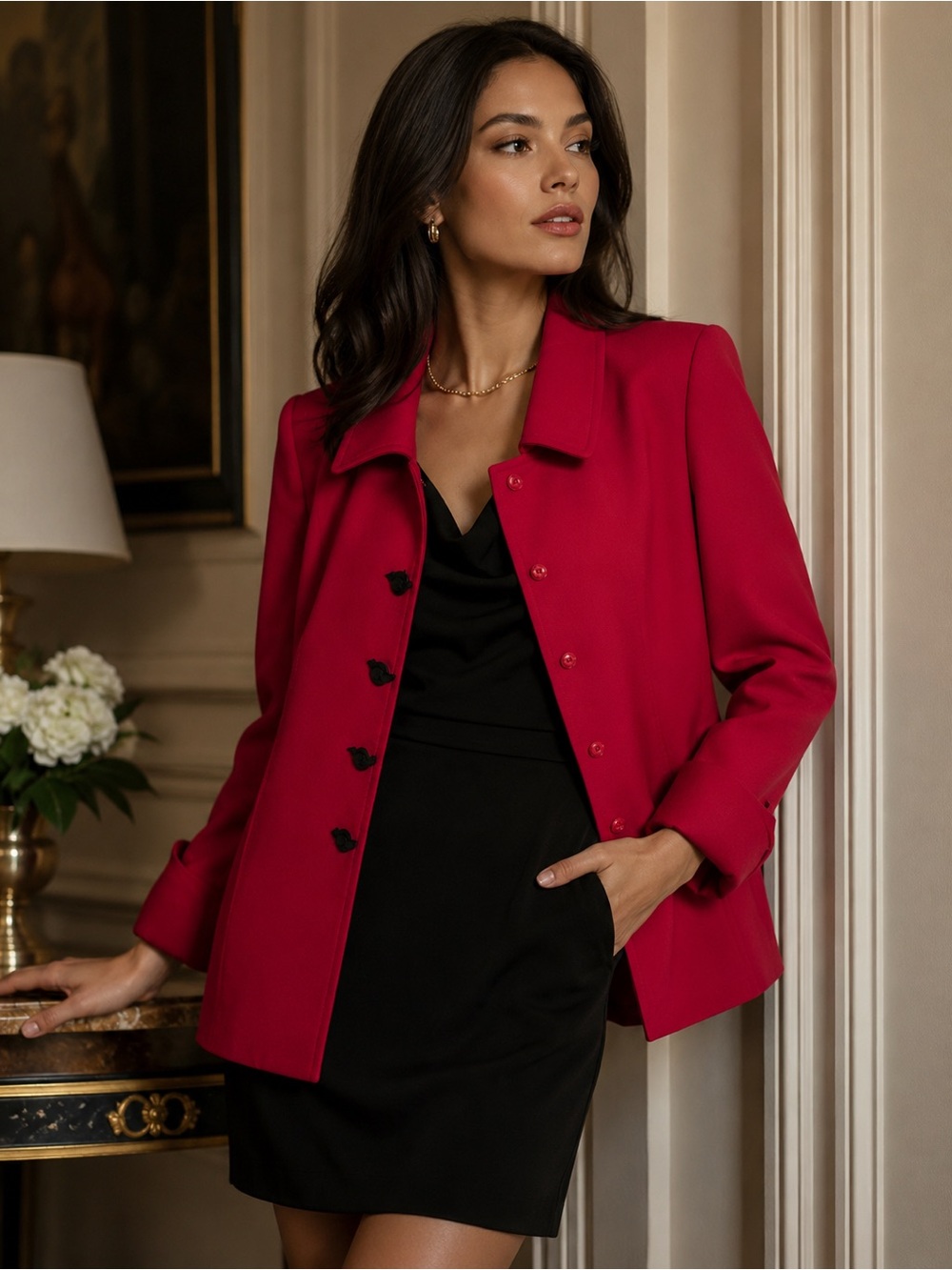 Vintage Tahari Arthur’s S LevineRed Tailored Single-Breasted jacket